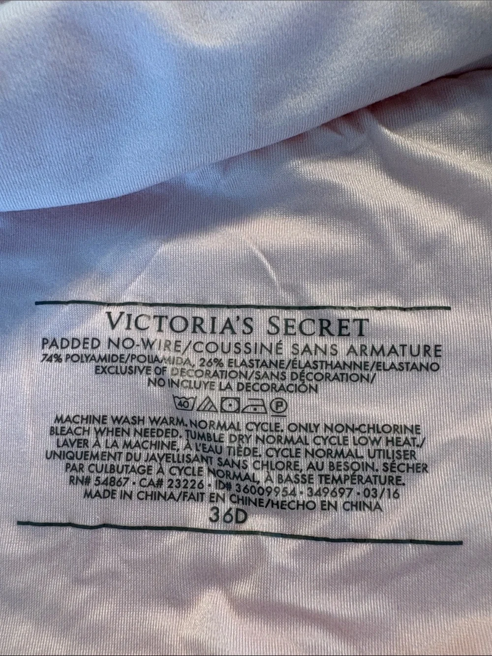 VS Longline No Wire Lace-Trim Bra 36D - Picture 3 of 6